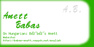 anett babas business card